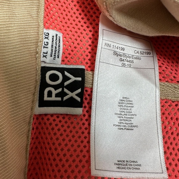 ROXY Juniors XL Khaki Tan Drawstring Waist Detachable Hood Jacket - Picture 2 of 6